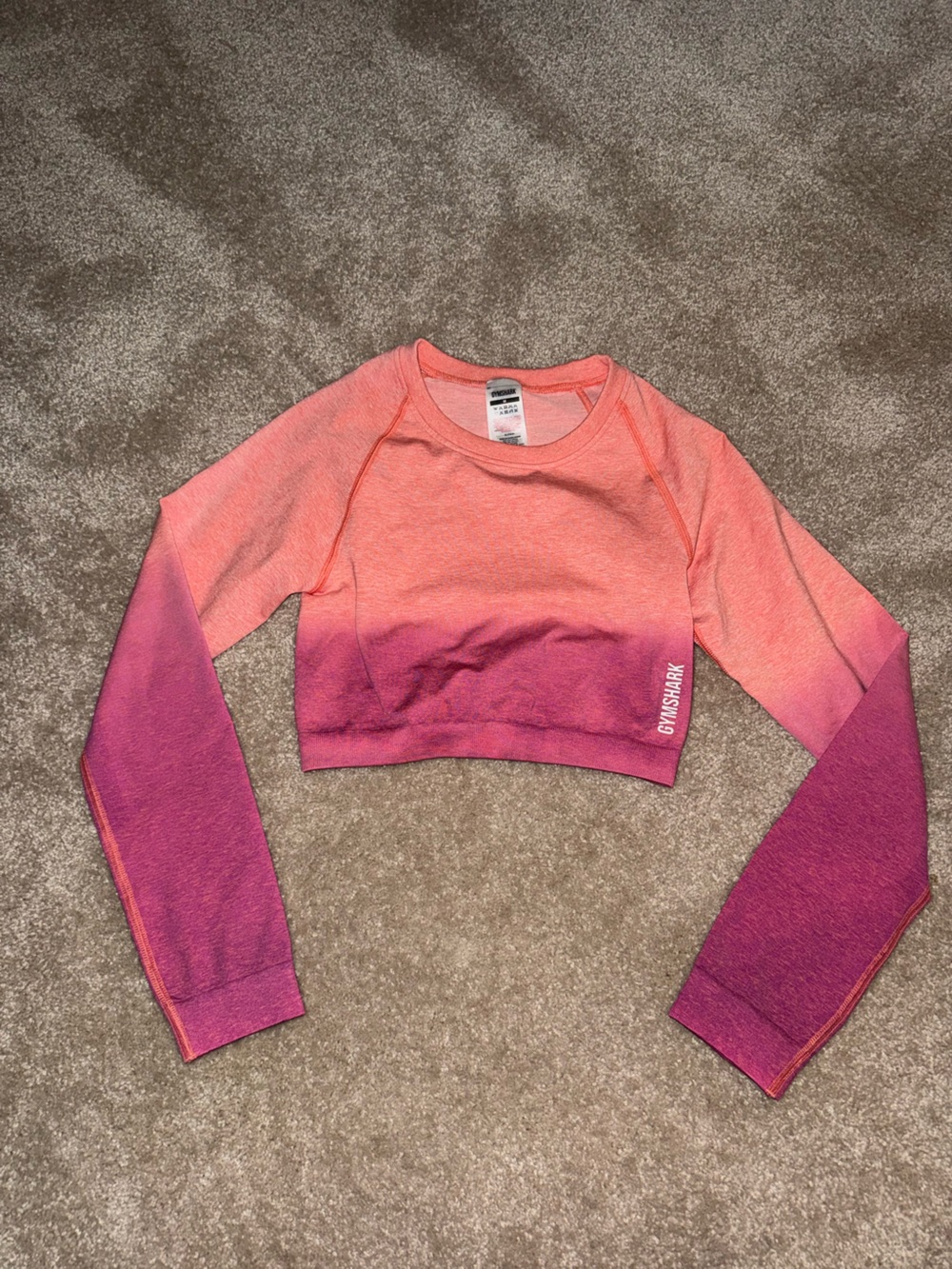 Gymshark Coral to Magenta Ombre Long-Sleeve Crop Top